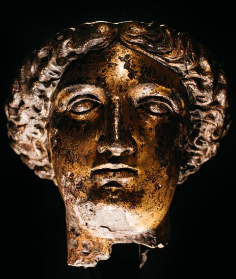 Minerva's head - displayed at the Roman Baths